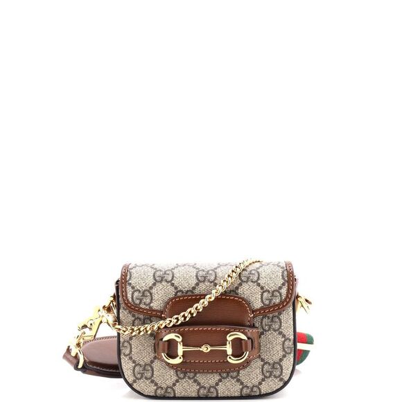 Gucci Horsebit 1955 Flap Wallet with Strap GG Coated Canvas Brown - Picture 1 of 6